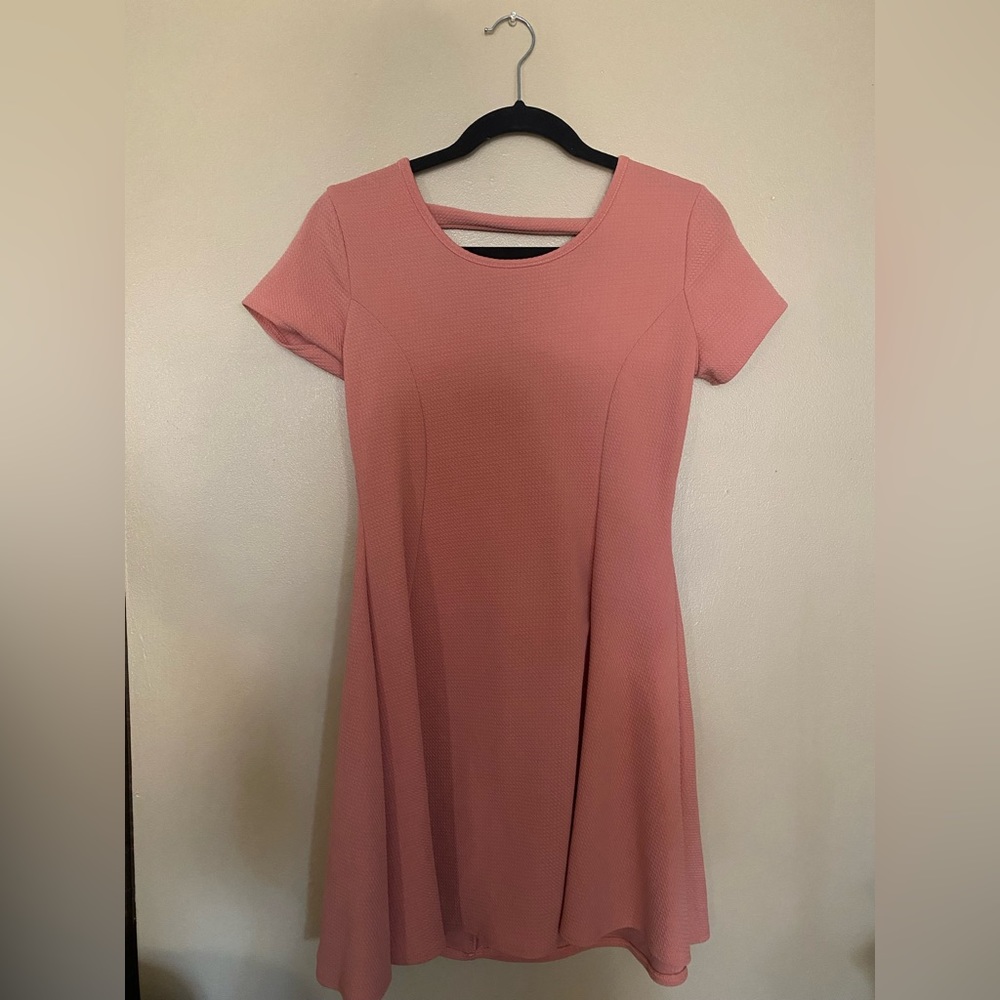 Pink, simple knee length dress. Brand: Olivia Rae. Size: large.